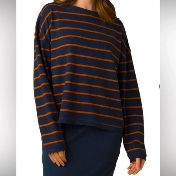 PrAna Women’s Striped Cozy Up Polmdale Sweater Top Size Medium NWT - Picture 1 of 11